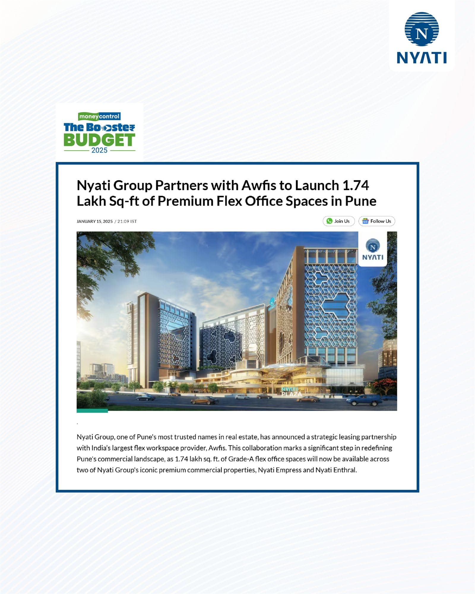 Nyati Group partners with AWFIS to create Pune's 3 lakh sq.ft office spaces 2