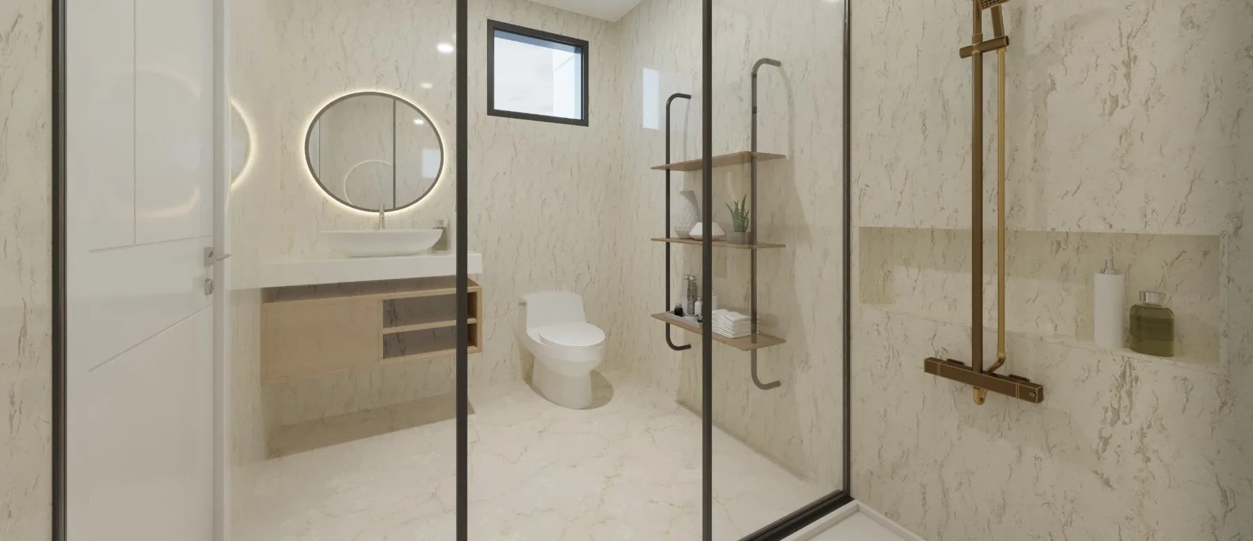 Master bathroom with shower, toilet, and sink at Nyati-Elite, Premium flats